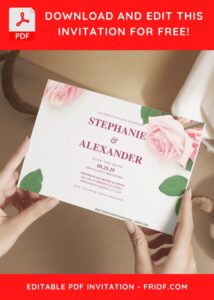 (Free Editable PDF) Timeless White Rose Wedding Invitation Templates E
