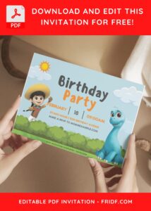 (Free Editable PDF) Colorful Dino Ranch Fiesta Birthday Invitation Templates E