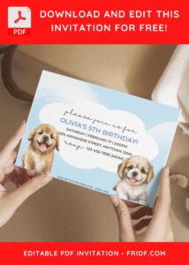 (Free Editable PDF) Beautiful And Cute Puppy Birthday Invitation Templates I