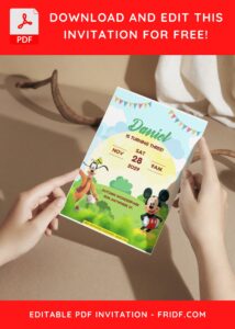(Free Editable PDF) Mickey Mouse Wonderpark Birthday Invitation Templates I
