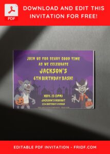(Free Editable PDF) Werewolf Day Out Birthday Invitation Templates F