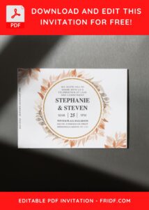 (Free Editable PDF) Decorative Floral Frame Wedding Invitation Templates E