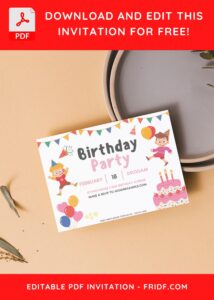 (Free Editable PDF) Joyful Kids Birthday Invitation Templates F
