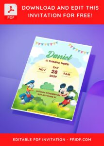 (Free Editable PDF) Mickey Mouse Wonderpark Birthday Invitation Templates J