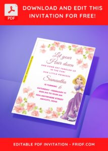 (Free Editable PDF) Garden Reverie Rapunzel Birthday Invitation Templates J