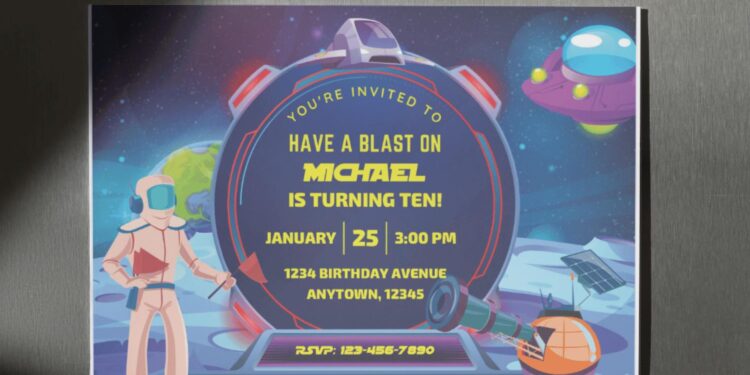 (Free Editable PDF) Outer Space Kids Birthday Invitation Templates