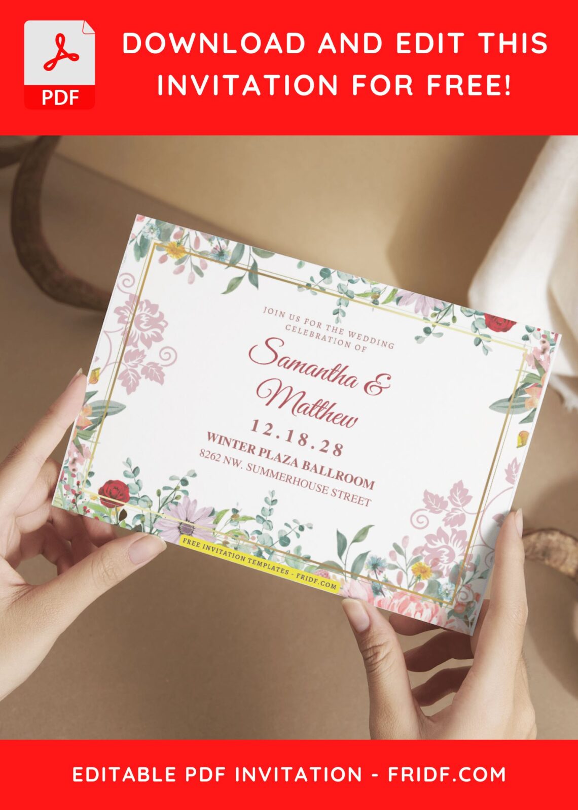 (Free Editable PDF) Harmony Of Garden Floral Wedding Invitation ...