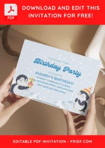 (Free Editable PDF) Penguin Winter Fiesta Birthday Invitation Templates G