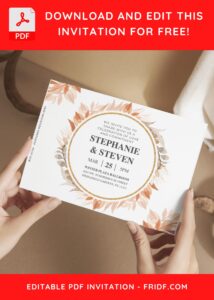 (Free Editable PDF) Decorative Floral Frame Wedding Invitation Templates G