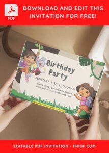 (Free Editable PDF) Dora The Explorer Birthday Invitation Templates G