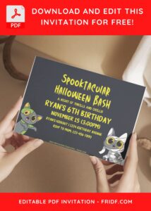 (Free Editable PDF) PURR-FECTLY Cute Halloween Birthday Invitation Templates I