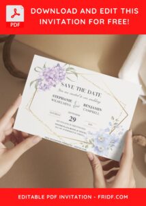 (Free Editable PDF) Magnificent Geometric Floral Frame Wedding Invitation Templates G