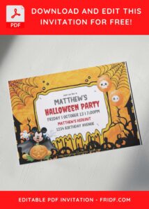 (Free Editable PDF) Mickey Mouse And Friends Halloween Birthday Invitation Templates G