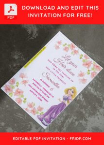 (Free Editable PDF) Garden Reverie Rapunzel Birthday Invitation Templates A