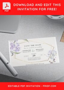 (Free Editable PDF) Magnificent Geometric Floral Frame Wedding Invitation Templates H