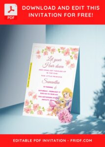 (Free Editable PDF) Garden Reverie Rapunzel Birthday Invitation Templates B