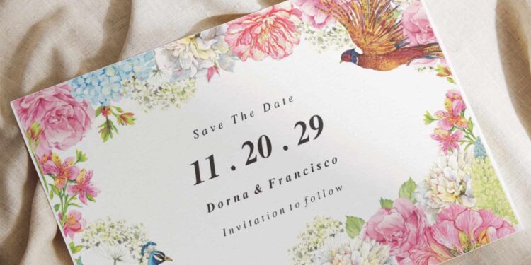 (Free Editable PDF) Floral Love Bird Wedding Invitation Templates I