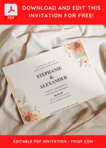 (Free Editable PDF) Elegant Rustic Floral Wedding Invitation Templates I