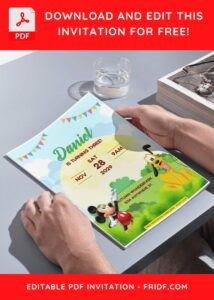 (Free Editable PDF) Mickey Mouse Wonderpark Birthday Invitation Templates C