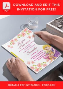 (Free Editable PDF) Garden Reverie Rapunzel Birthday Invitation Templates C