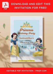 (Free Editable PDF) Winter Wonderland Snow White Birthday Invitation Templates C
