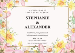 (Free Editable PDF) Beautiful Boho Spring Floral Wedding Invitation Templates B