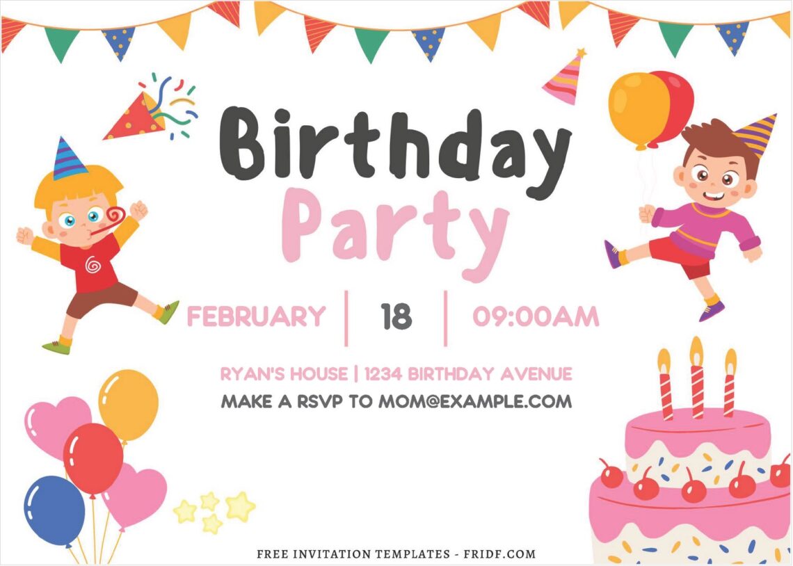 (Free Editable PDF) Joyful Kids Birthday Invitation Templates - FRIDF ...