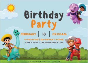 (Free Editable PDF) Colorful Dino Ranch Fiesta Birthday Invitation Templates J