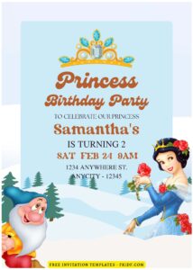 (Free Editable PDF) Winter Wonderland Snow White Birthday Invitation Templates E