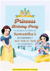 (Free Editable PDF) Winter Wonderland Snow White Birthday Invitation Templates F