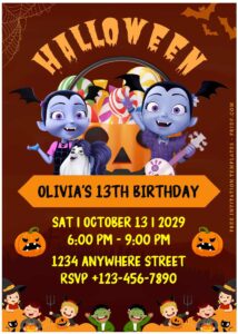 (Free Editable PDF) Cheerful Disney Vampirina Birthday Invitation Templates F