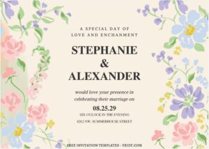 (Free Editable PDF) Elegant Rustic Floral Wedding Invitation Templates J