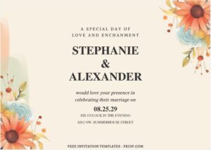 (Free Editable PDF) Elegant Rustic Floral Wedding Invitation Templates B