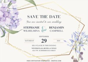 (Free Editable PDF) Magnificent Geometric Floral Frame Wedding Invitation Templates A