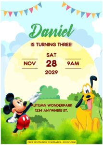(Free Editable PDF) Mickey Mouse Wonderpark Birthday Invitation Templates E