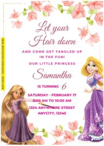 (Free Editable PDF) Garden Reverie Rapunzel Birthday Invitation Templates D