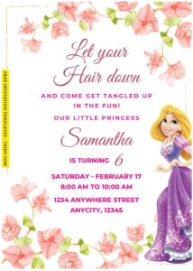 (Free Editable PDF) Garden Reverie Rapunzel Birthday Invitation Templates E