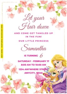 (Free Editable PDF) Garden Reverie Rapunzel Birthday Invitation Templates F