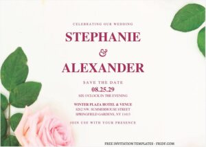 (Free Editable PDF) Timeless White Rose Wedding Invitation Templates J