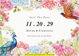 (Free Editable PDF) Floral Love Bird Wedding Invitation Templates B