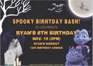 (Free Editable PDF) Spooktacular Disney Vampirina Birthday Invitation Templates A