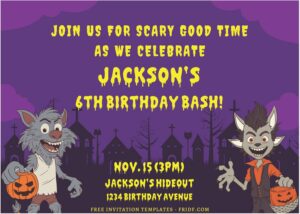 (Free Editable PDF) Werewolf Day Out Birthday Invitation Templates A