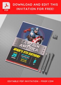 (Free Editable PDF) Captain America Birthday Invitation Templates G