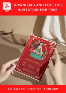 (Free Editable PDF) Enchanting Disney Mulan Birthday Invitation Templates G