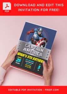 (Free Editable PDF) Captain America Birthday Invitation Templates H