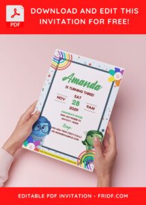 (Free Editable PDF) Colorful Inside Out Kids Birthday Invitation Templates D