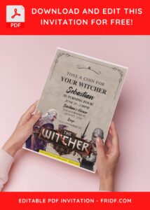 (Free Editable PDF) The Witcher 3 Quest Birthday Invitation Templates D