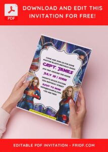 (Free Editable PDF) Captain Marvel Birthday Invitation Templates H