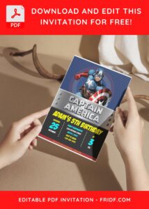 (Free Editable PDF) Captain America Birthday Invitation Templates I