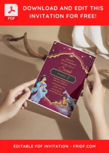 (Free Editable PDF) Shimmering And Shining Aladdin Birthday Invitation Templates I